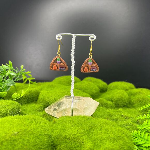 Little Shelf Polymer Clay Hypoallergenic Silver Tone Handmade Dangle Earrings - Picture 3 of 10